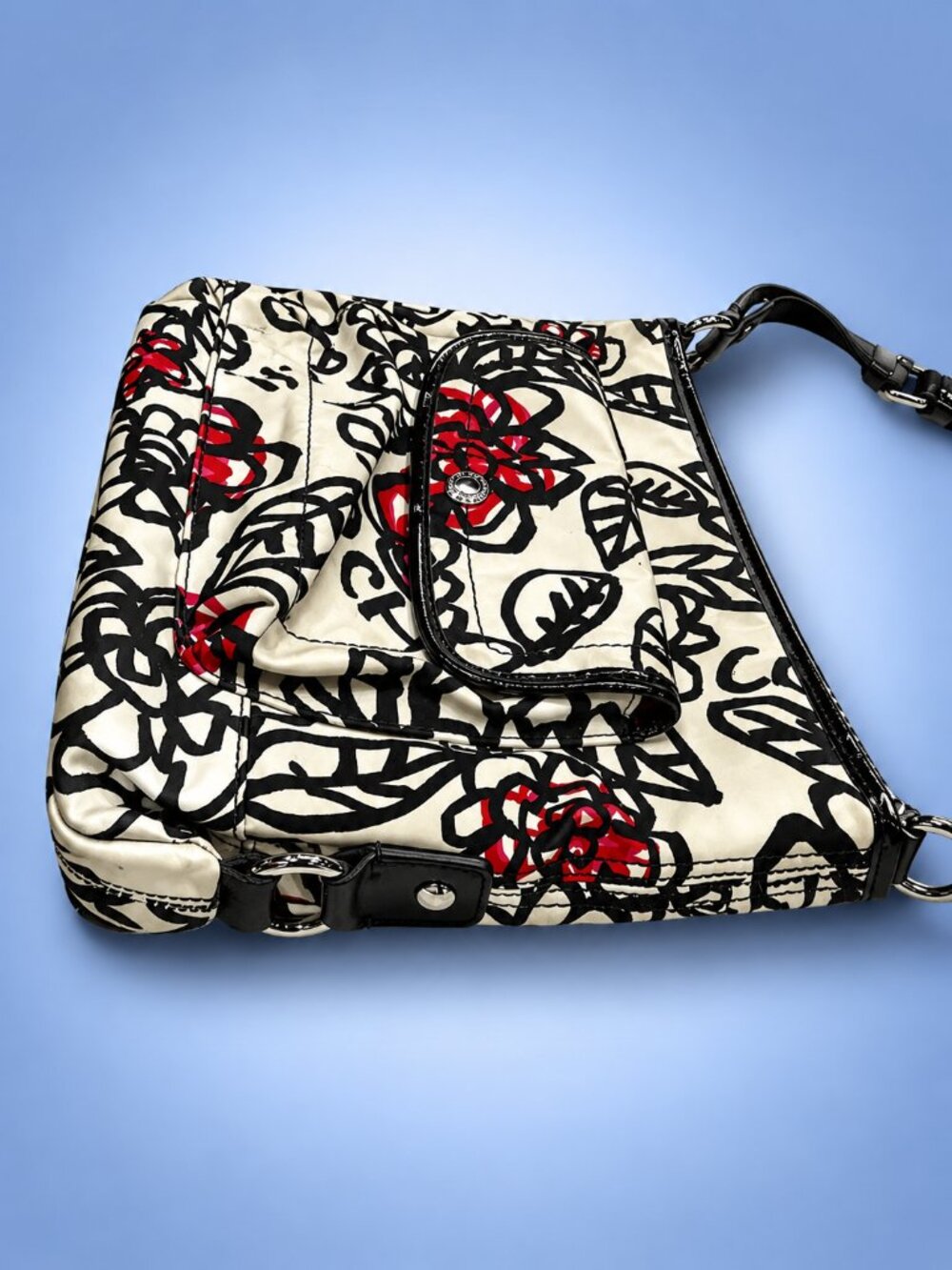 COACH Poppy Floral Graffiti Glam Crossbody Shoulder Bag with Hang Tag - 2011 Y2K - Picture 7 of 16